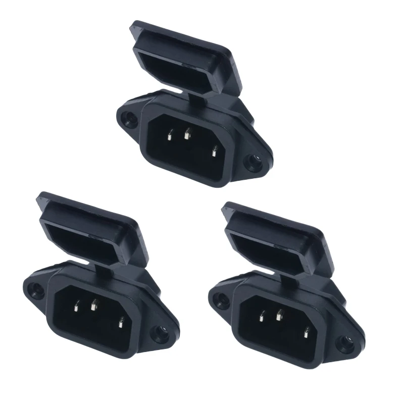 

BOXIN AC IEC320 power socket C14 inlet 10A 250V 3 pins male electric power connector with spring waterproof cover