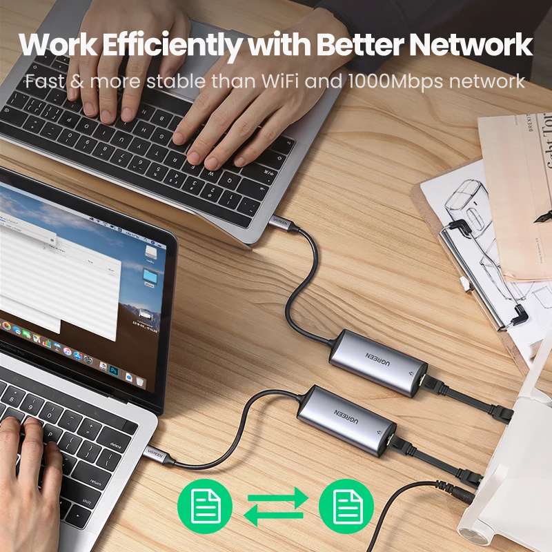 Ethernet-адаптер Ugreen 2500 Мбит/с сетевая карта USB C 2 5 Gigabit Type до Lan RJ45 для MacBook iPad Pro USB-C Ethernet