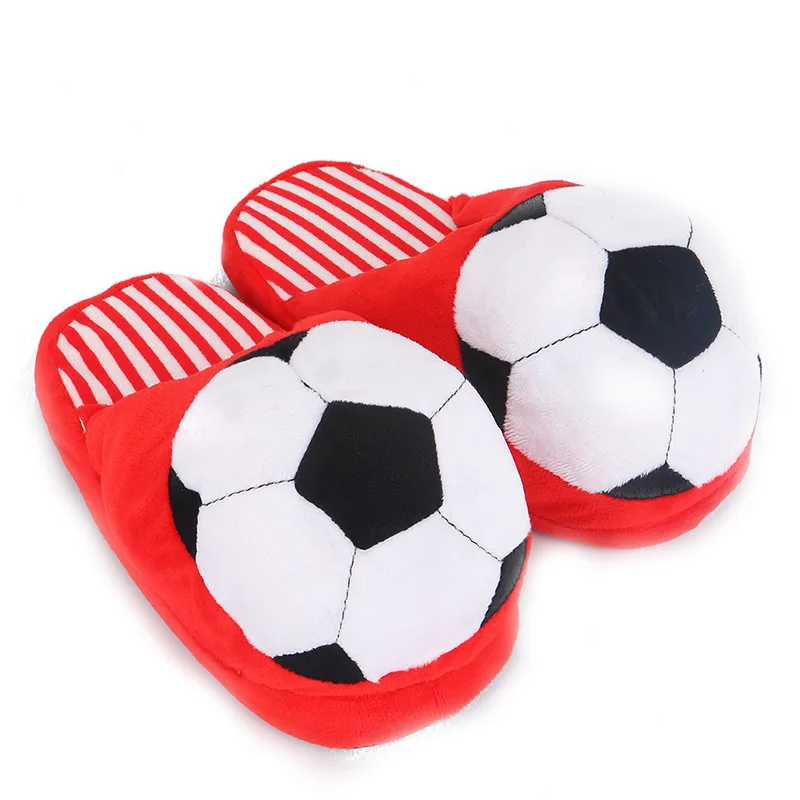 

Promotion fashion ladies soft fox fur plush cute cartoon football women indoor Women's slippers