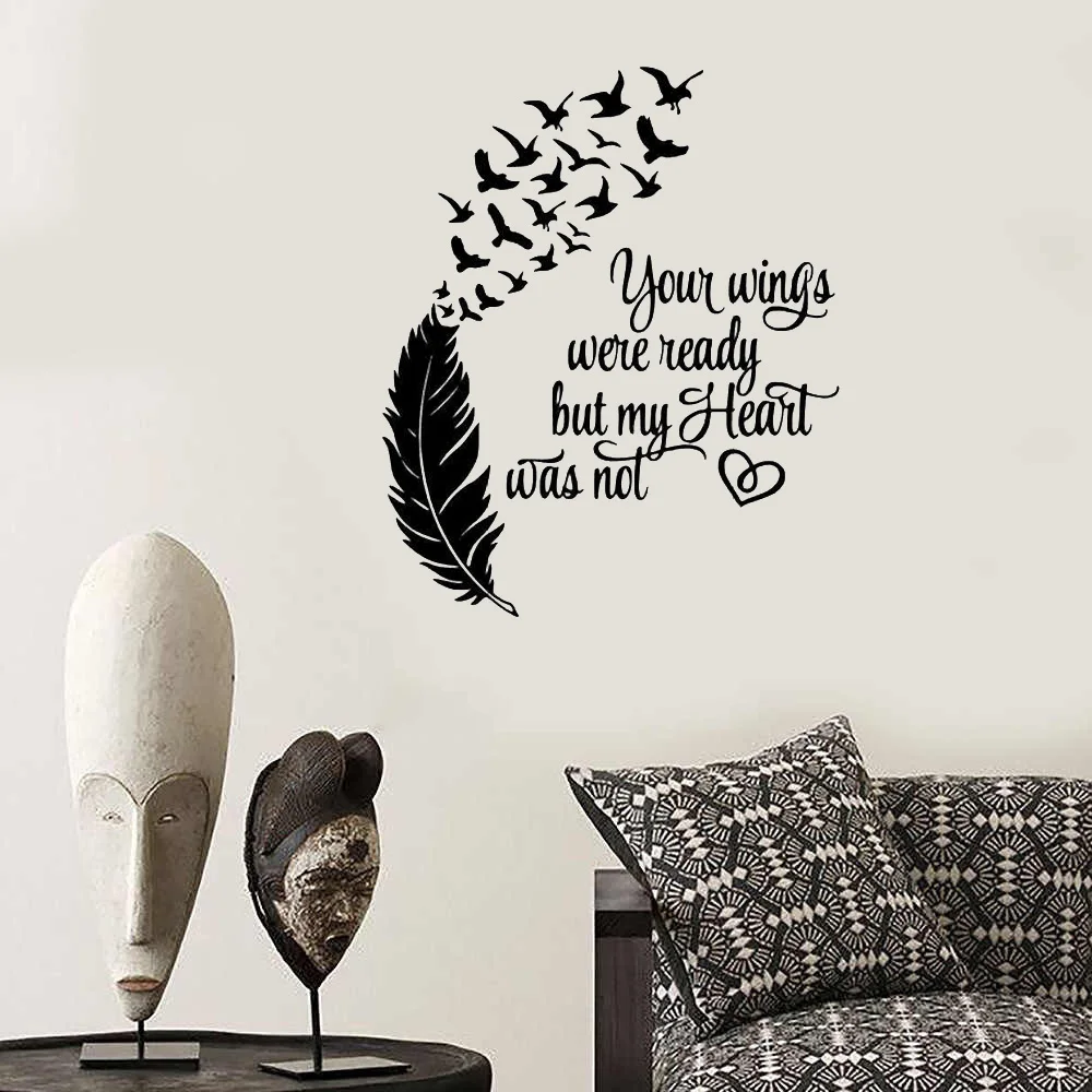 

Your Wings were Ready But My Heart was Not Decal for Glass Block Art Mural Decoration Vinyl ov334