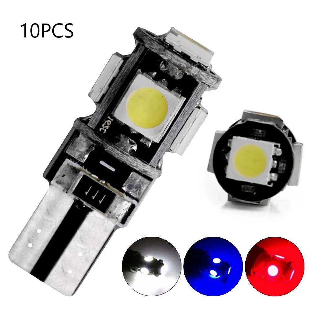 

10х декодирующий светодиодный автомобильный светильник W5W T10 5050 5SMD, широкий световой индикатор, ламсветильник для чтения, суперъяркая 3-чипов...