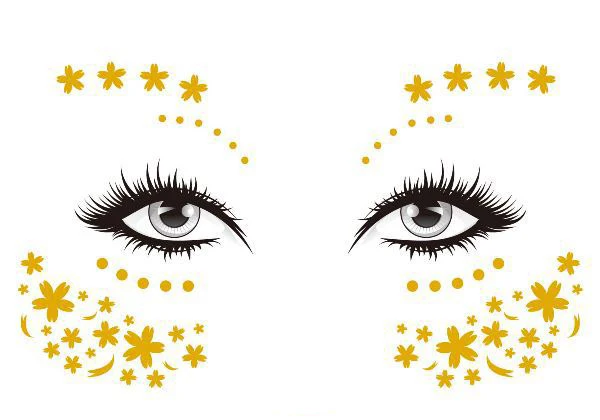 

Gold Face Temporary Tattoo Sticker flower Waterproof Freckles Makeup Eye Decal Body Art for Girl Kid design 18