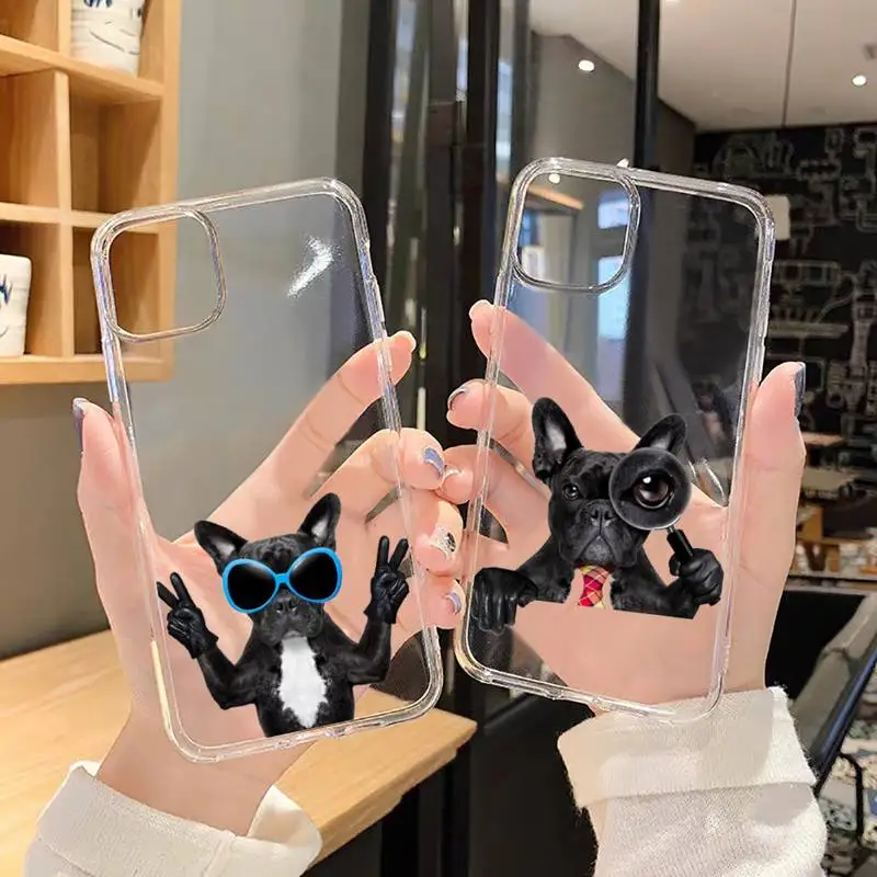 

Cute funny french bulldog Phone Case Transparent soft For iphone 5 5s 5c se 6 6s 7 8 11 12 plus mini x xs xr pro max