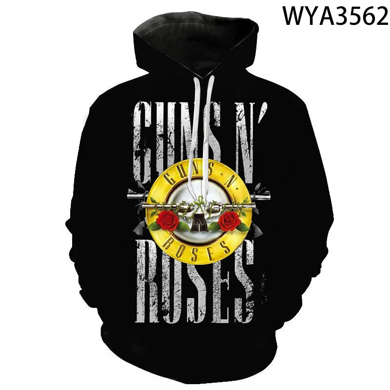 Модные худи Guns N Roses с 3D принтом для мужчин и женщин Детские свитшоты Повседневная