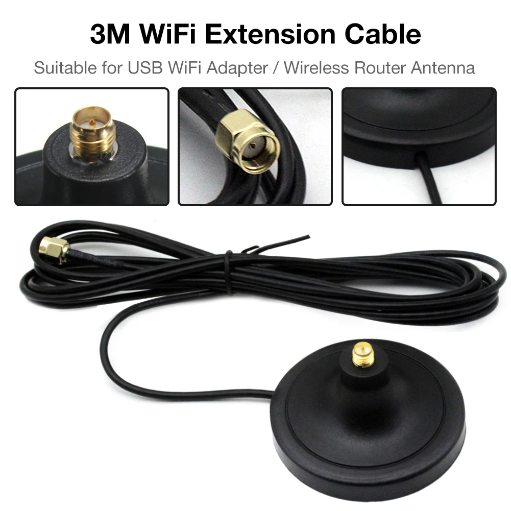 2 4G Антенна База wifi удлинитель 3 метра длинный SMAJK папа-мама интерфейс 3g антенна