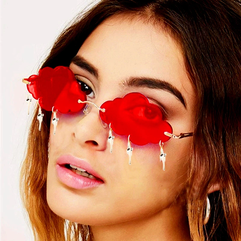 

2020 Модные солнцезащитные очки без оправы с облачными кисточками для женщин и мужчин Роскошные брендовые дизайнерские металлические индиви...