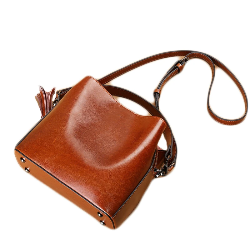 

Small Bag 2020 New Leather Crossbody Tassel One Shoulder Large Capacity Handbag Leather Handbag