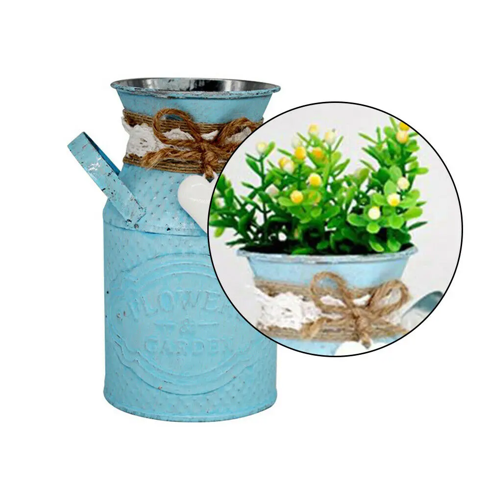 Vintage Shabby Chic Flower Vase Tin Pitcher Jug Metal Pot Wedding Home Decoration Creative Rustic Round | Дом и сад