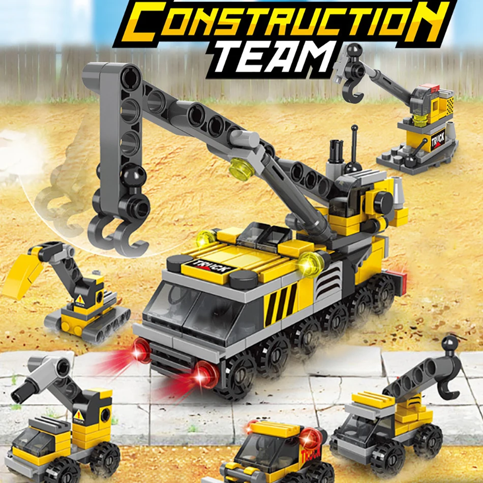 284 шт. городской инженерный кран строительные блоки для грузовиков фигурки