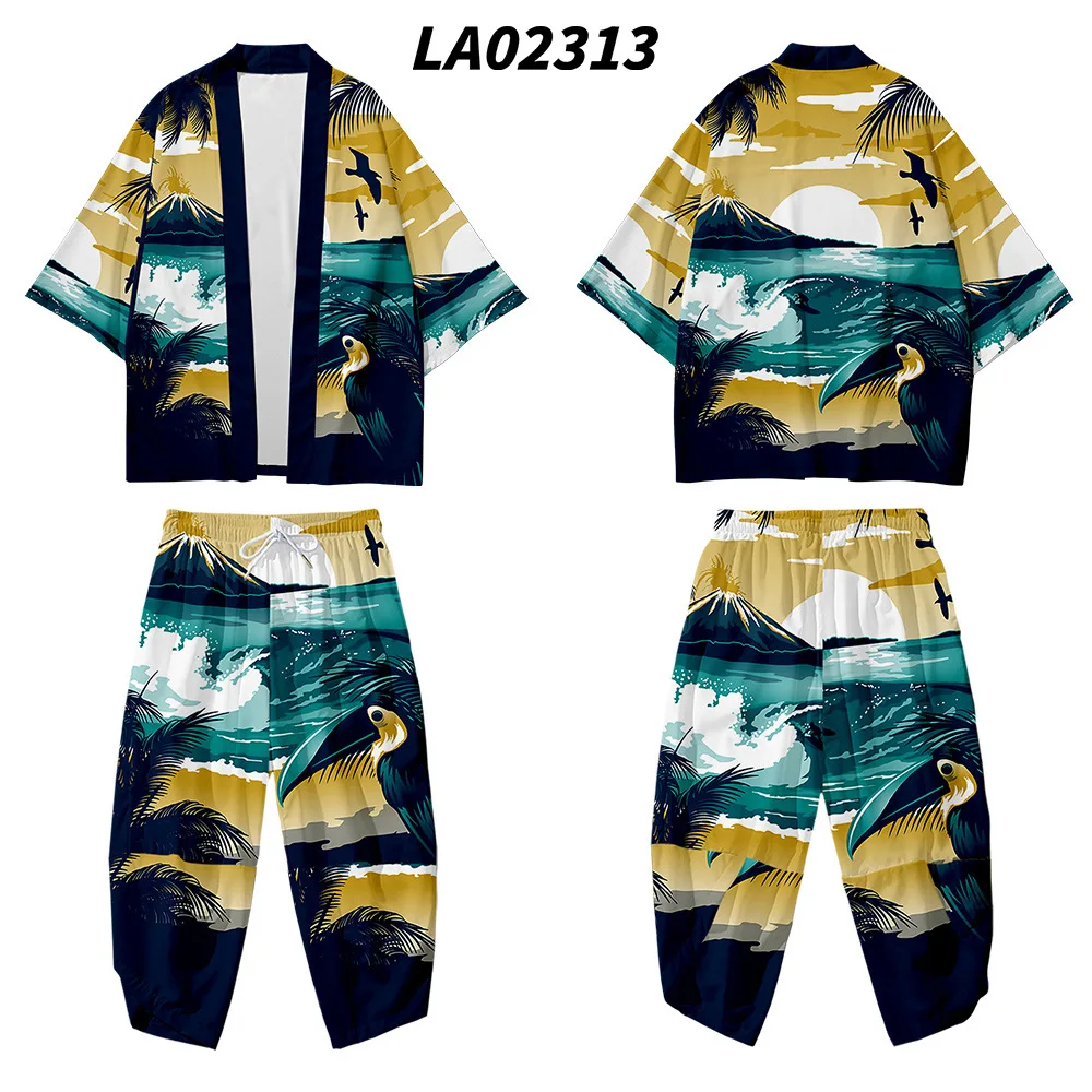 Кимоно в японском стиле для мужчин и женщин Свободный кардиган оверсайз