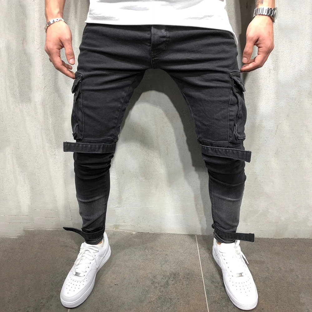 Джинсы мужские с дырками винтажные брюки-карандаш из денима средняя посадка