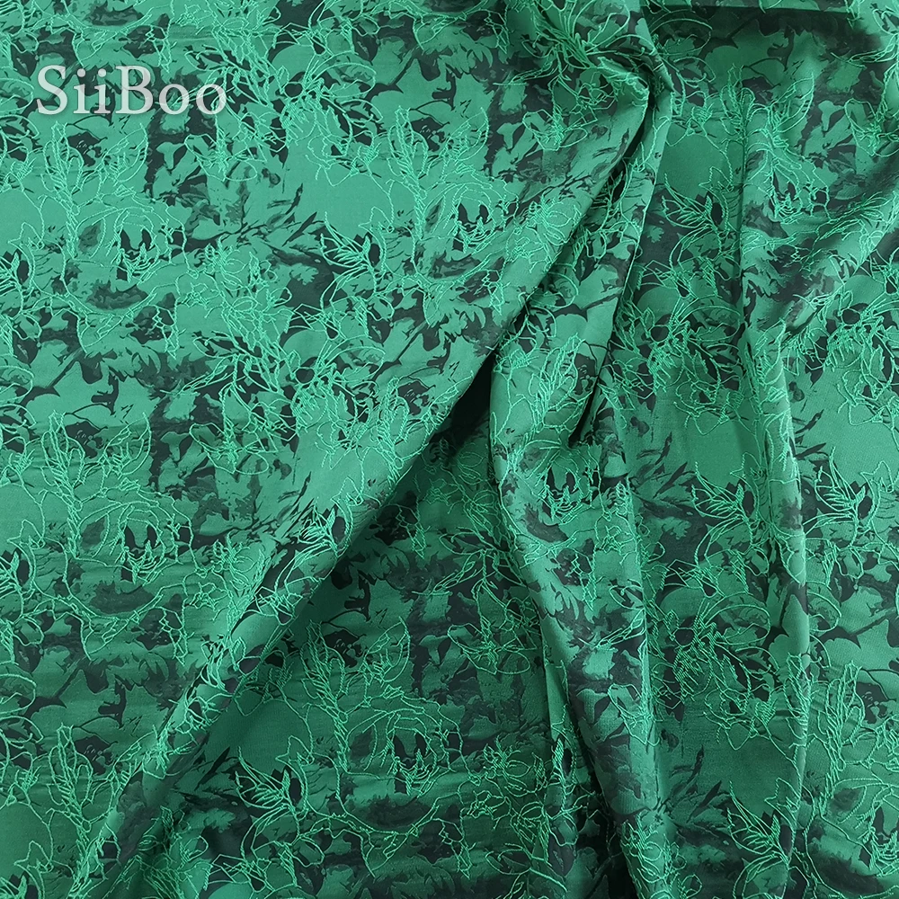 Дизайнерская роскошная зеленая жаккардовая ткань с цветочным рисунком для