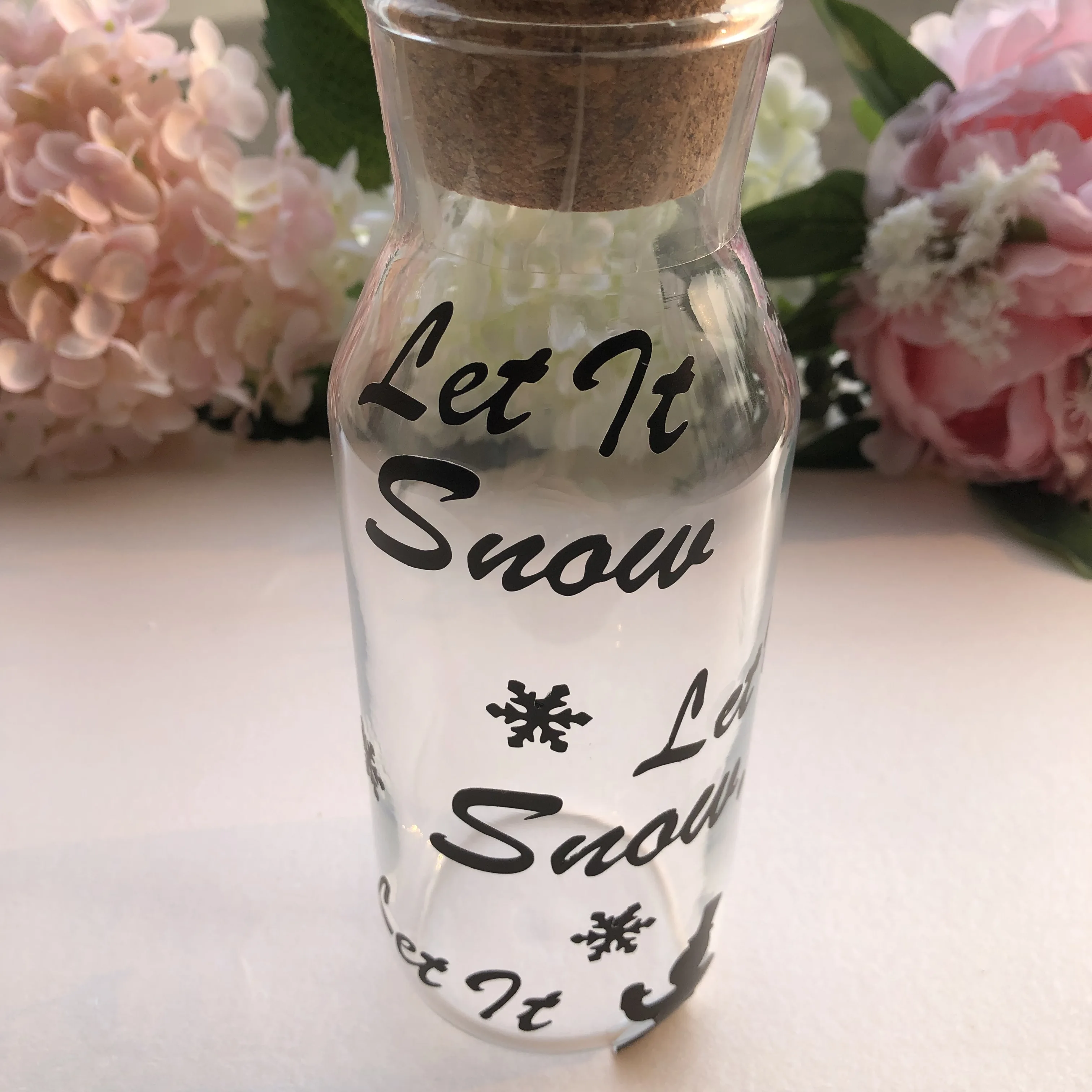 Персонализированная виниловая наклейка Let It Snow Christmas для подарочной бутылки вина