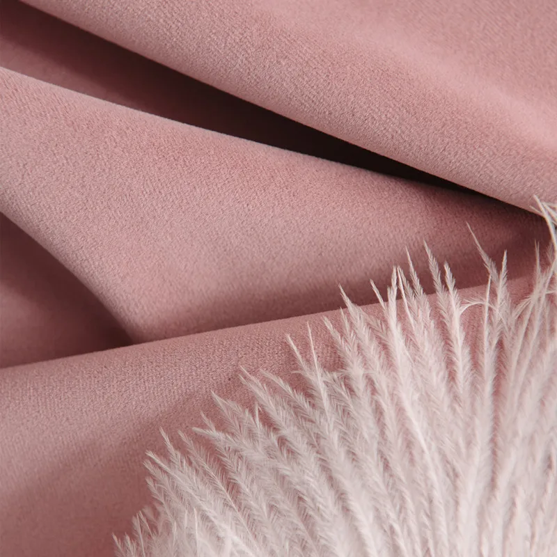 Роскошные бархатные занавески в скандинавском стиле розовые однотонные