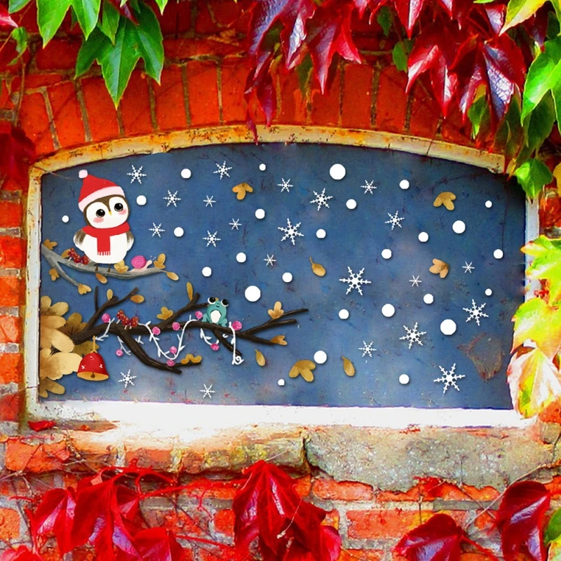 Новые рождественские Мультяшные настенные Стикеры наклейки на окна для спальни