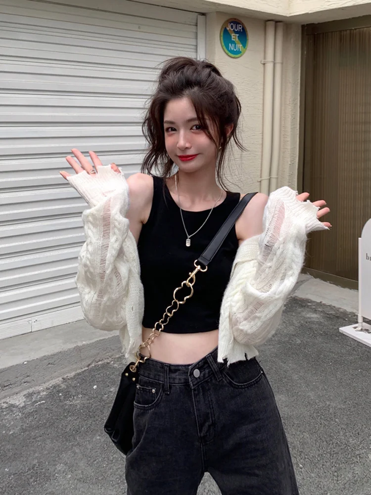 Вязаный кардиган футболка женский тонкий свитер на весну и осень пальто новинка