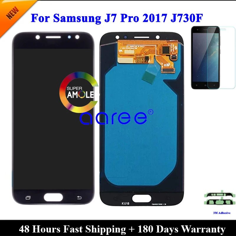 ЖК-дисплей AMOLED для Samsung J7 Pro 2017 J730 J730F сенсорный экран с дигитайзером в сборе + клей -