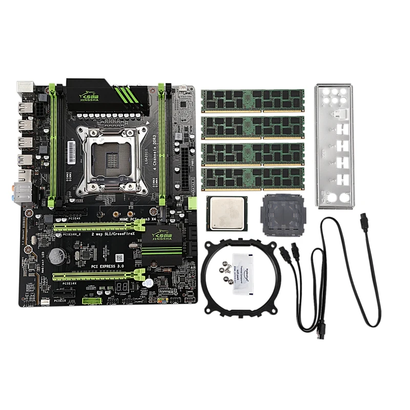 X79 LGA2011 материнская плата комбинированный комплект с E5-2660 C2 cpu 4X4GB 16GB DDR3 ram 4-Ch 1333Mhz PCI-E NVME M.2 SSD слот