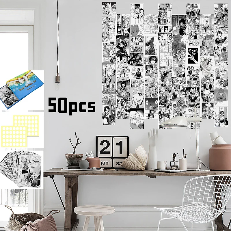 

50PCS Anime Poster Stickers Wall Collage Kit Wall Card Set Living Room Decor Bedroom Wall Decor Boy Gift Aesthetic Manga Panel