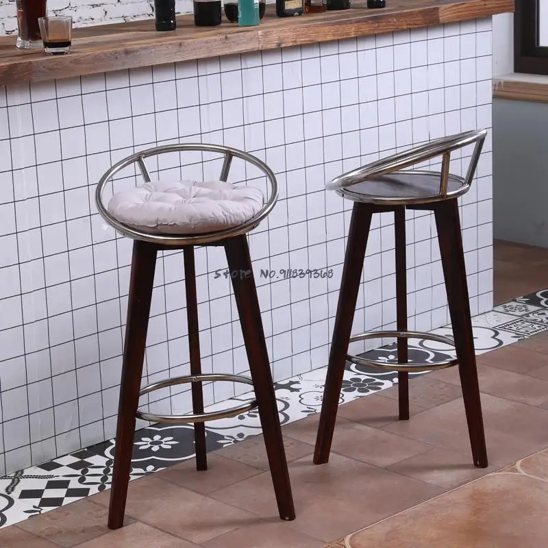 Стул кассира из массива дерева для магазина молочного чая высокий стул одежды