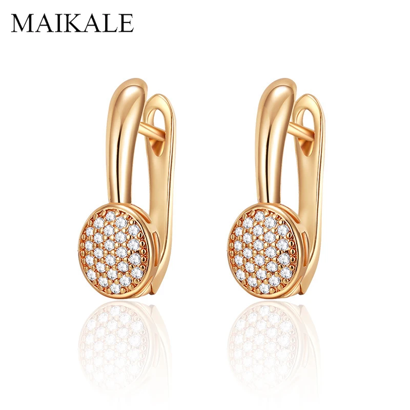 

MAIKALE Simple Zircon Ball Stud Earrings Gold Cubic Zirconia Charm Earings Korean Earrings for Women Fashion Jewelry Gift