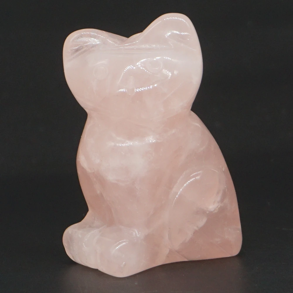 

Фигурка кота розовый кварц обсидиан камни целебные кристаллы статуя рок декор 1,5"