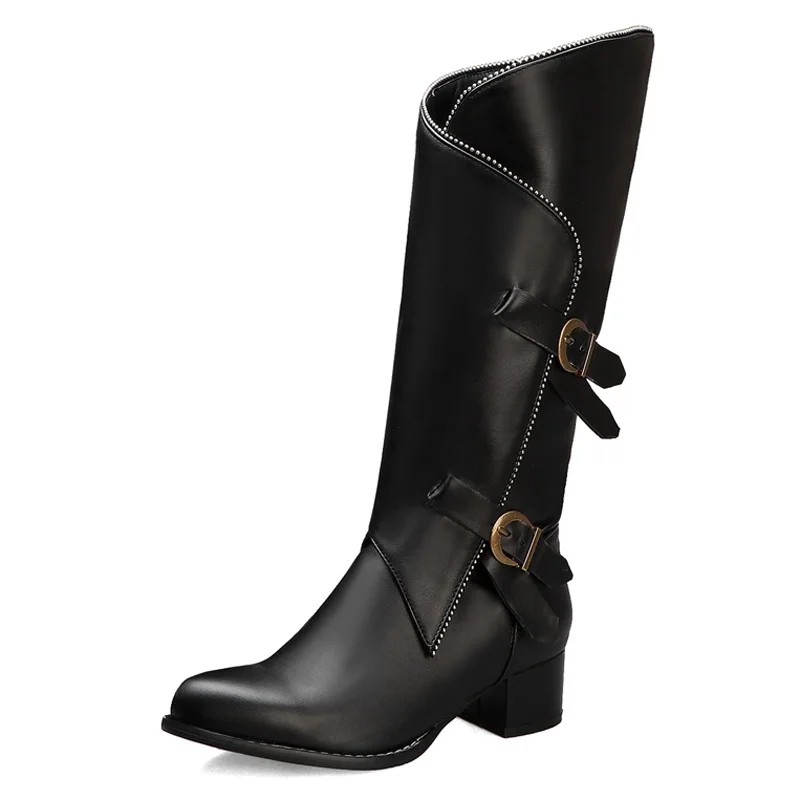 Зимние мотоциклетные сапоги женские модные до колена теплая Дизайнерская обувь