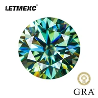 letmexc blue green moissanite loose stone synthetic diamond 3 excellet round cut vvs1 clarity with gra report for custom jewelry