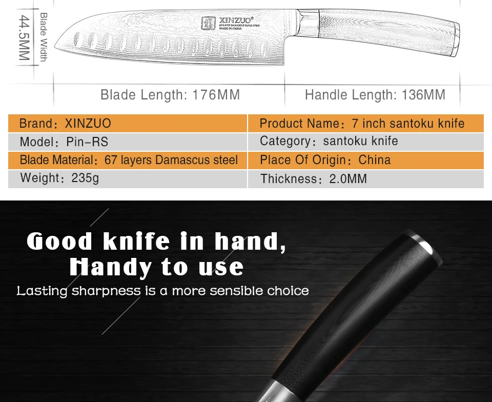 XINZUO " нож Santoku vg10 Дамасские японские кухонные ножи из нержавеющей стали профессиональный нож шеф-повара инструменты для приготовления G10 Ручка