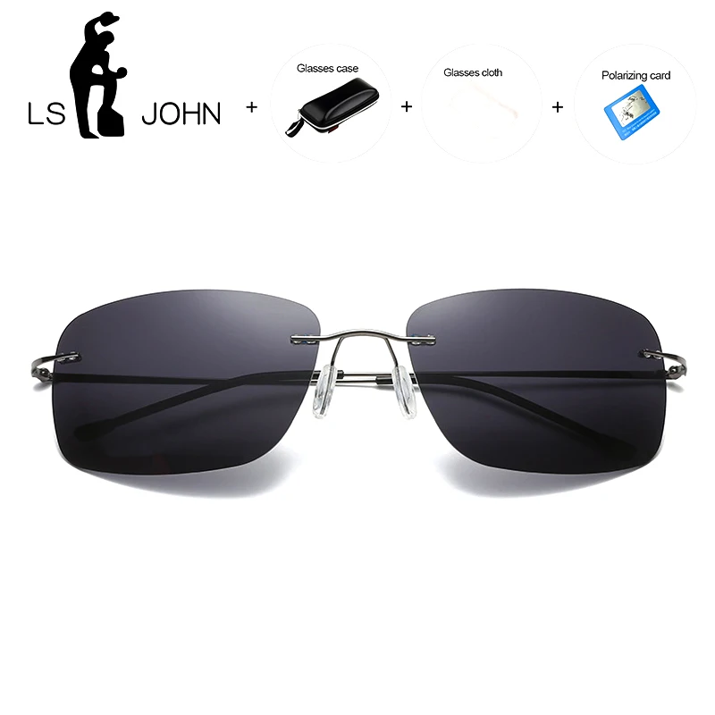 Мужские и женские очки без оправы LS JOHN поляризационные солнцезащитные из