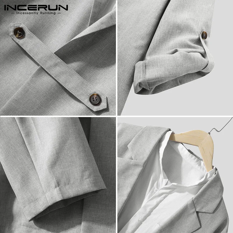 

INCERUN Men Blazers Lapel Long Sleeve Coats Double Breasted Streetwear Business Casual Suit Solid Fashion Mens Jackets S-5XL