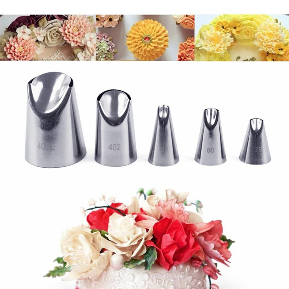 

5Pcs Leaves Cream Tips Stainless Steel Icing Piping Nozzles Cake Cream Decorating Cupcake Pastry Kitchen Tools Leaf