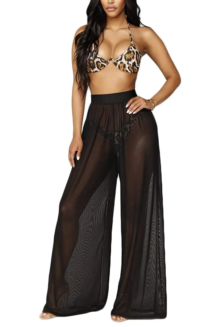 Hirigin женский купальник с широкими штанинами и высокой талией прозрачная