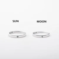 silver plated simple style sun moon adjustable couple rings for men women wedding rings jewelry accessories