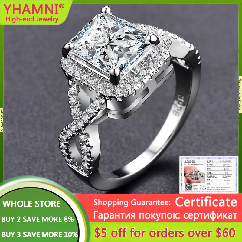 

With Certificate Silver 925 Rings For Women Bridal Wedding Anelli Trendy Jewelry Engagement Ring White Gold Color Anillos AR065