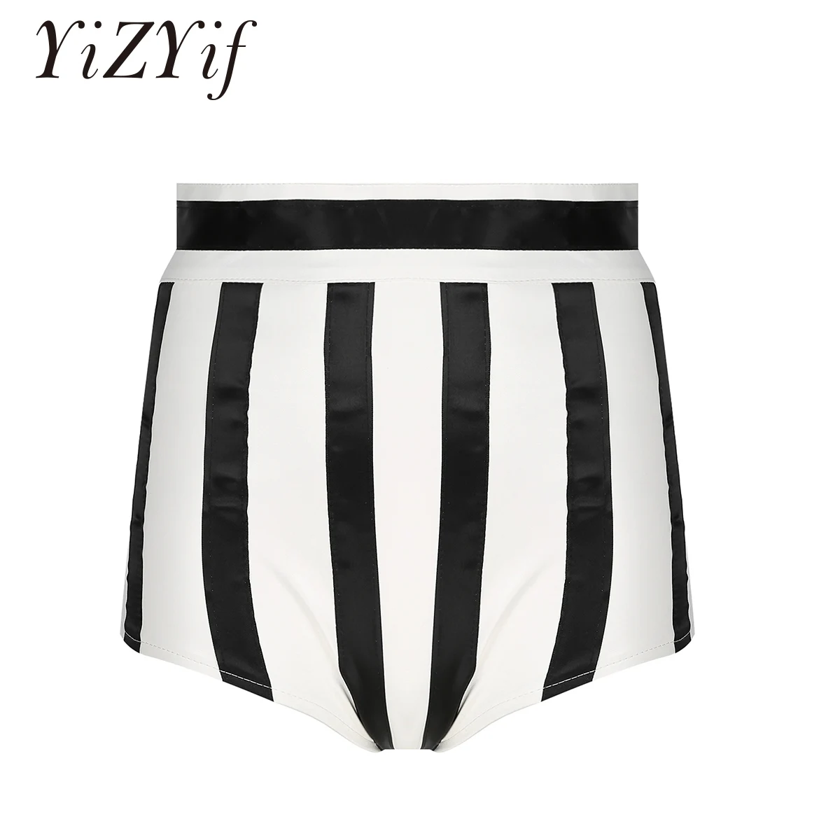 

Women Nightclub Hot Fashion Striped Shorts Sexy PU Leather Shorts Ladies High Waist Zipper Booty Shorts Pole Clubwear Dancewear