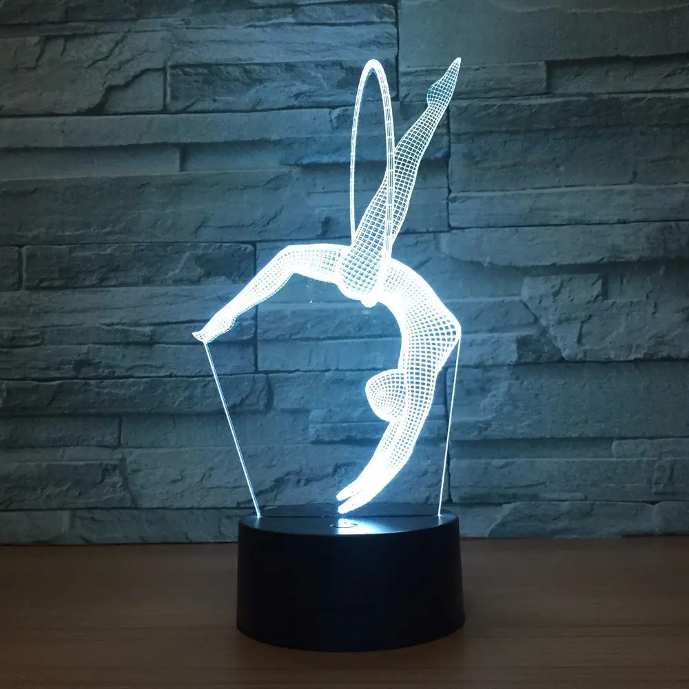 

New Eurhythmics 3D Lamp 7 Colors Changing LED Night Lamp USB Table Lamp Nightlight Freestanding Artistic Gymnastic Night light