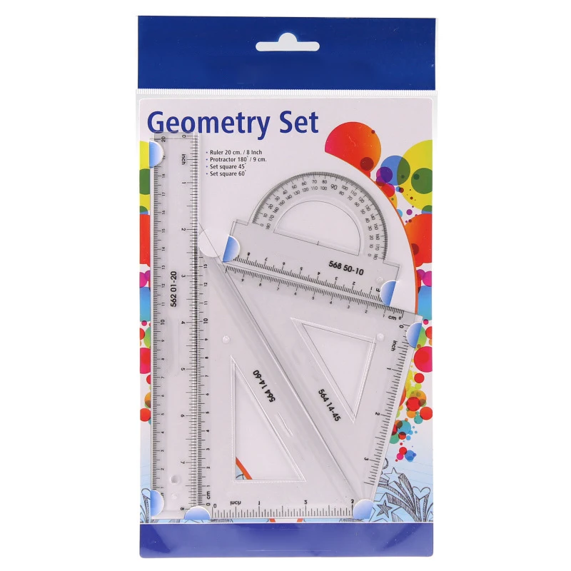 

4Pcs Mathematics Geometry Set Ruler Drawing Tools Stationery School Office Supply DJA88
