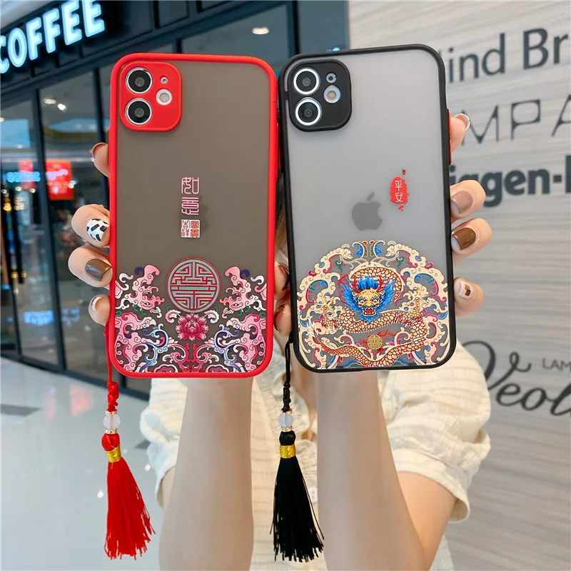 

Lion to run iphone12 new mobile phone case creative tassel xs suitable for Apple 11 shell Chinese style