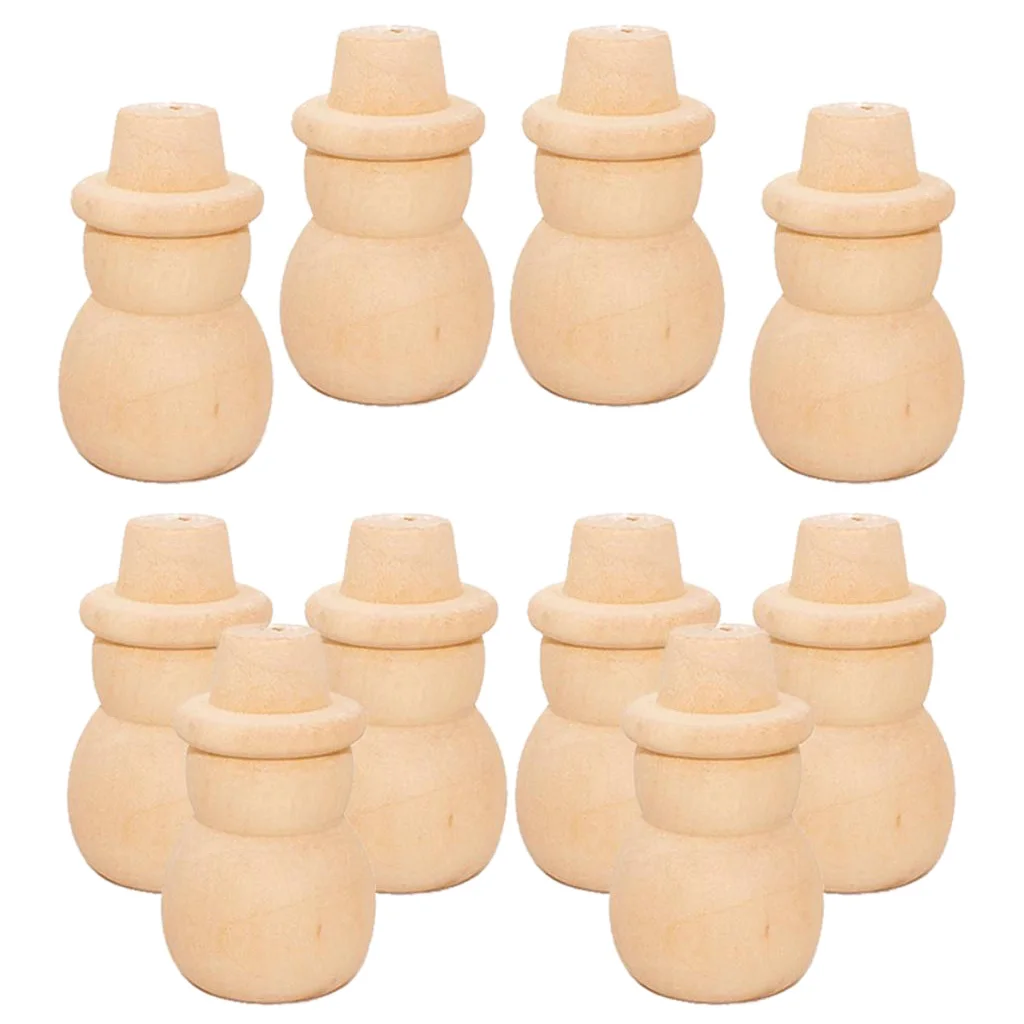 

10Pcs Natural Wood Acorns and Snowman - Unfinished Wood Craft DIY Wedding Decoration Children Kid Graffiti Drawing Toy