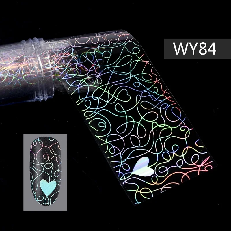 WY84 Foils Sticker 28 узоров голографические лазерные ногтевые переводные наклейки из фольги пламенный цветок Единорог Переводные картинки для ногтей украшения для дизайна ногтей - Цвет: WY84 Foils Sticker