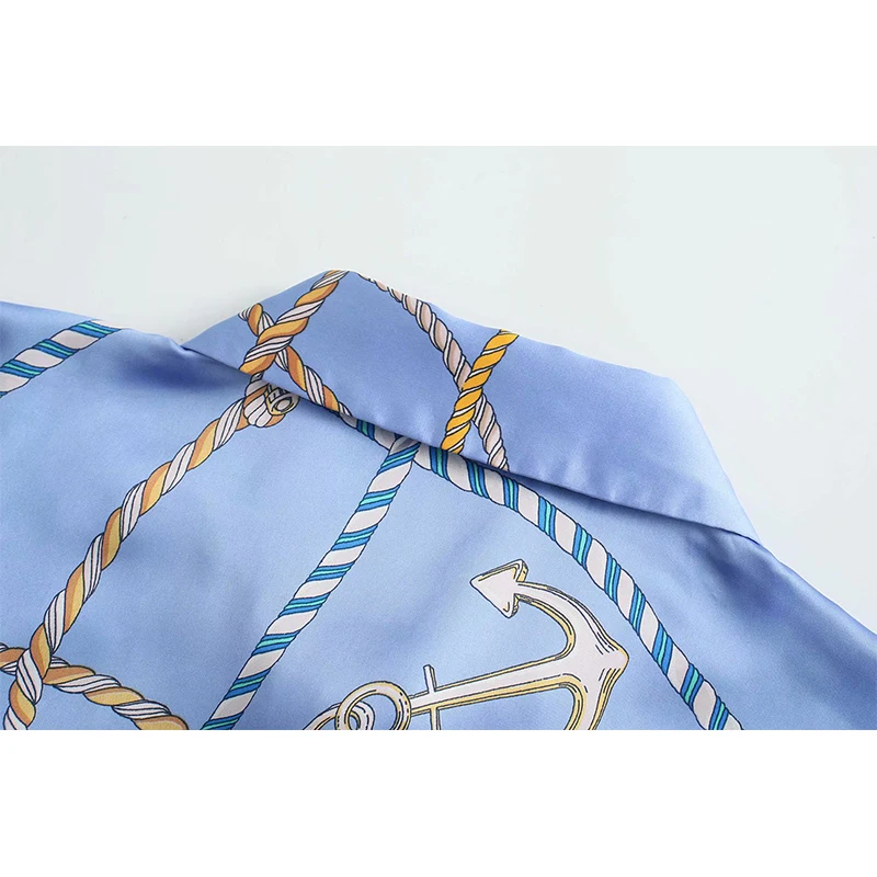 

WXWT Za 2021 Fashion Women Chic Print Shirt Long Sleeve Summer Chic Female Blouses Long Tops OZZ1041