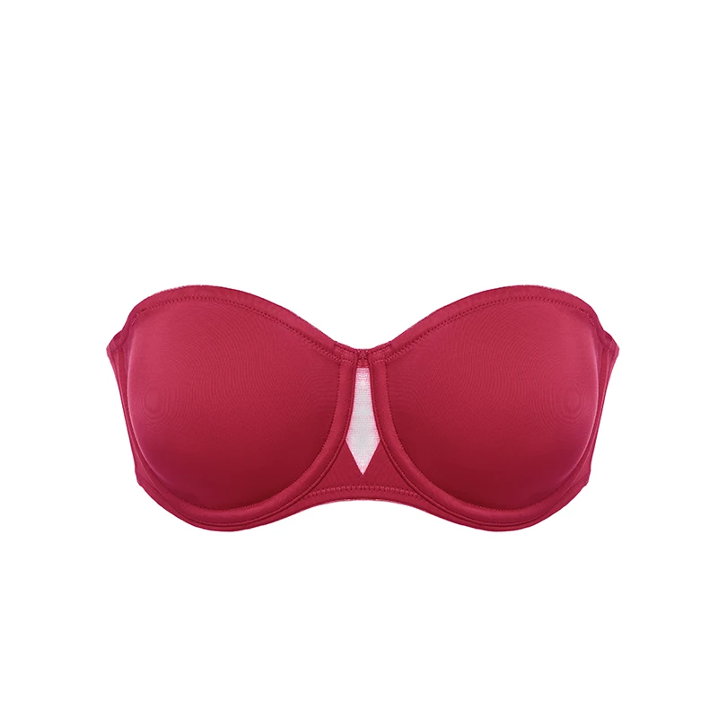 Cranberry06 Женский Гладкий бюстгальтер без косточек, без косточек, без подкладки, без бретелек, размера плюс - Цвет: Cranberry06