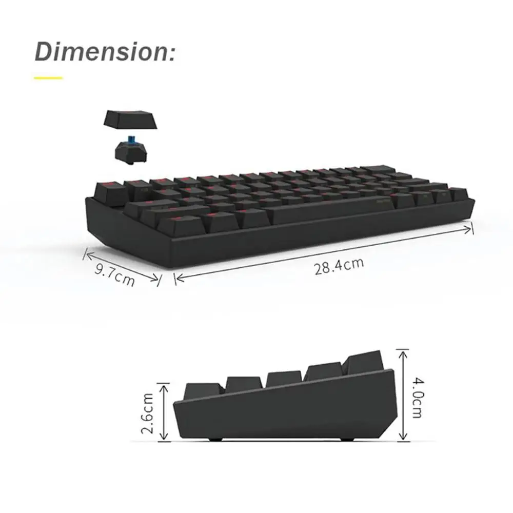 

ANNE Pro2 Mini Portable Wireless bluetooth 60% Black Mechanical Keyboard White Switch Gaming Keyboard Detachable Cable Kailh
