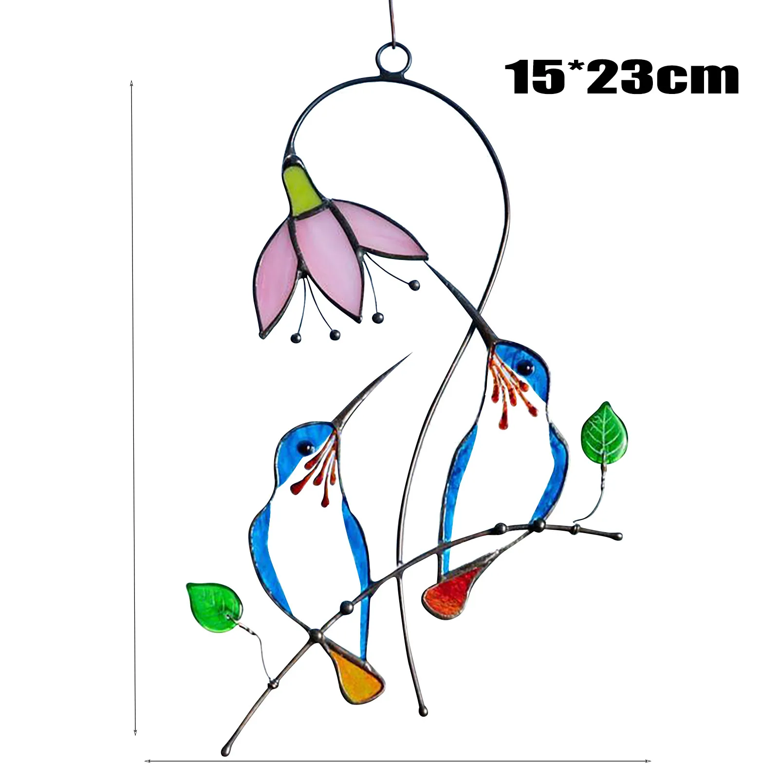 

Multicolor Birds On Wire High Stained Suncatcher Creative Birds 2Colours Glass Window Hangings Panel Home Decoration Accessories