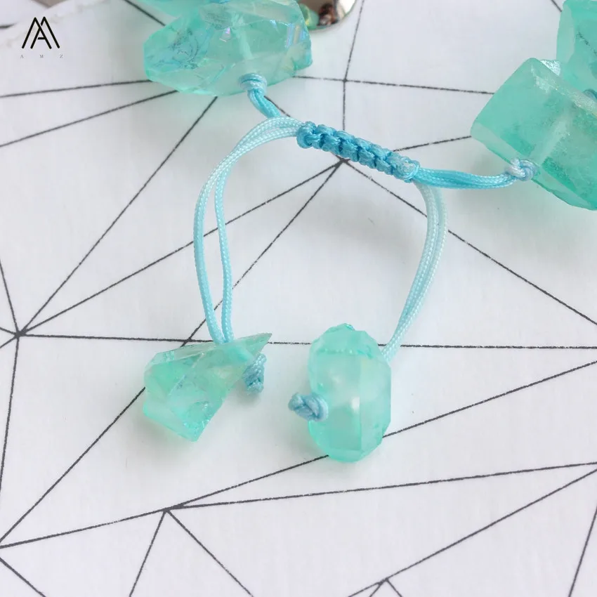 Boho для женщин мужчин полированная палочка точки прозрачный белый кварц кристалл шнур завязанный регулируемый браслет ручной работы ювелирные изделия YYX-CT-108AMAE
