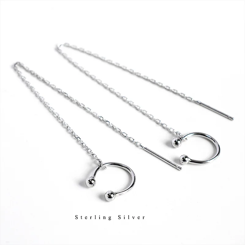 Длинные серьги каффы серебряного цвета с кисточками в Корейском стиле для женщин