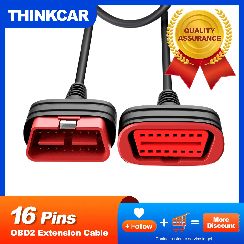 

THINKCAR Universal OBD2 Extension Cable for Easydiag 3.0/Mdiag/Golo Original Main OBD 2 Extended Connector 16Pin Male to Female