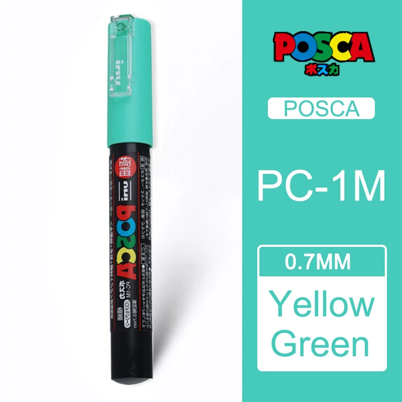 yellow Green 1 шт. Uni Posca Краска Маркер Mitsubishi постер цвет маркировки ручка Экстра тонкой точки PC-1M - Цвет: yellow Green