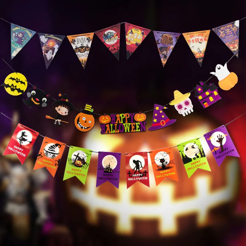Декоративный Флаг на Хэллоуин треугольный флаг Растяжка украшение для детского